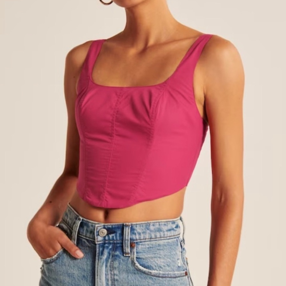 Abercrombie&Fitch - Pink Poplin Corset Tank - Size S